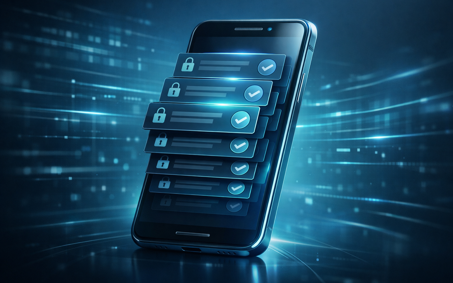 Phone icon with repeated prompts representing MFA fatigue attacks.