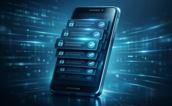 Phone icon with repeated prompts representing MFA fatigue attacks.